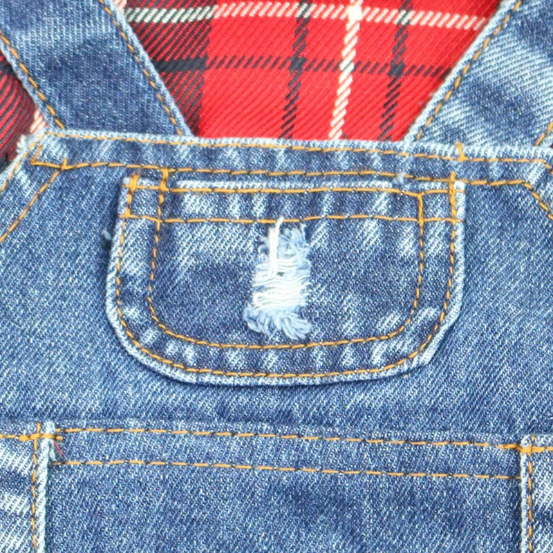 Denim Plaid Jumpsuit Hoodie
